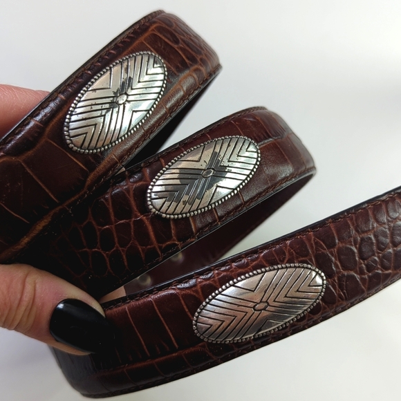 Roundtree & Yorke 90's Vintage Western Concho Full Grain Leather Belt Brown 38 - Picture 5 of 9